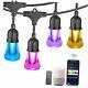 LED Smart Outdoor String Light Color Changing, 48FT 15 Acrylic Bulbs RGBW