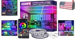 LED Strip Lights 200ft/60m Color Changing Bluetooth App/IR Remote Control
