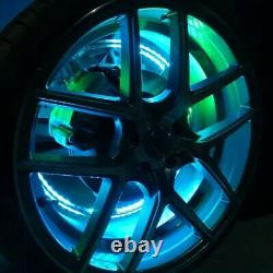 Large 18 Inch Four Chasing Chase LED Wireless Wheel Rings Lights Color Changing
