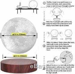 Levitating Moon Lamp, Floating and Spinning in Air Freely with Luxury Wooden Base