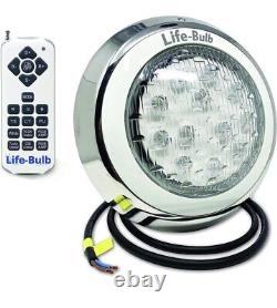 Life-Bulb LED Color Changing Wall Mount Pool Light with Remote 75Ft Cable 12