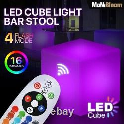 Light Up LED Color Changing Cube Stool Seat Chair Waterproof Bar Club Furniture