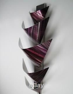 Metal Wall Art Torchiere Lamp Sculpture Home Decor Purple Modern Abstract LED