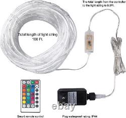 Minetom Color Changing Rope Lights 108 Ft 330 LED Outdoor 108 FT, Multicolor