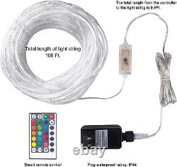 Minetom Color Changing Rope Lights 108 Ft 330 LED Outdoor String Lights with Pl