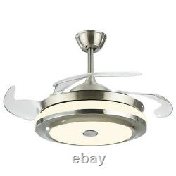 Modern 42 Invisible Ceiling Fan Lamp Bluetooth Speaker Led Chandelier Remote