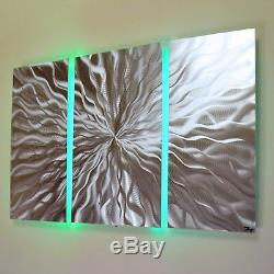 Modern Abstract Metal Wall Art Color Changing LED Lighting Painting Home Decor