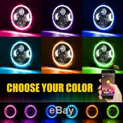 Muti-Color Bluetooth DOT Halo LED RGB Headlights Fog lights For Jeep Wrangler JK