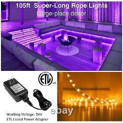 Novostella 105ft (52.5x2) Smart LED Outdoor Rope Light, Music Sync RGB Strip