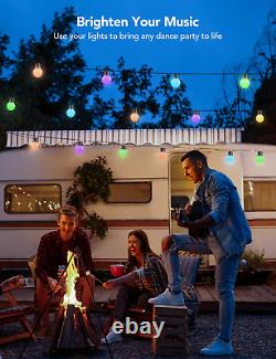 Outdoor String Lights, 50Ft G40 RGBIC Warm White String Lights with 25 Dimmable