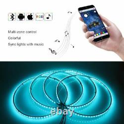 Pack 4x IP68 15.5 Bluetooth Adjustable RGB Color changing LED Wheel Rings Light