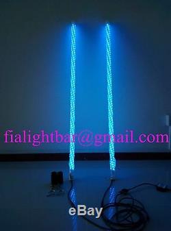 Pair 3ft Spiral Brightest RGB LED Whip Lights Bluetooth Quick Connect Off Road