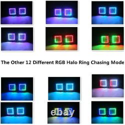 Pair 48W Led Work Light Bar Flush Mount Pods RGB Halo Color Changing Chasing Kit