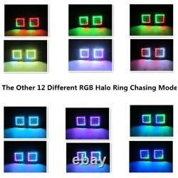 Pair 48W Led Work Light Bar Flush Mount Pods RGB Halo Color Changing Chasing Kit