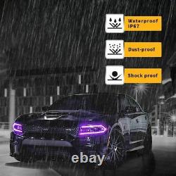 Pair LED RGB Color Change DRL Projector Headlights Lamps for 15-20 Dodge Charger