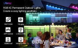 Permanent Outdoor Eaves Lights 50ft/100ft 36/72 LED Bluetooth Smart RGBIC Patio