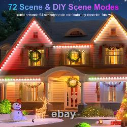 Permanent Outdoor Eaves Lights 72 LED 100ft String Light Smart RGBIC Holiday