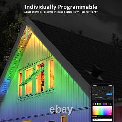 Permanent Outdoor Light WiFi Smart RainbowColor RGB IC Eaves Light 100ft 80 Bulb