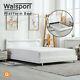 Platform Bed Queen Size Bedroom Bed Frames Headboard LED Light Steel Legs