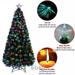 Pre Lighted Christmas Tree Fibre Optic Colour Changing Xmas LED Lights Star Gift