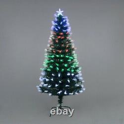 Pre Lighted Christmas Tree Fibre Optic Colour Changing Xmas LED Lights Star Gift