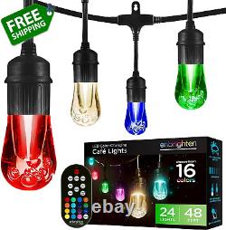 Premium Color Changing String Lights, 48Ft Black Cord, 24 Shatterproof Acrylic B