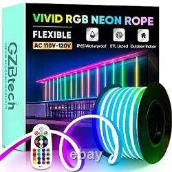 RGB LED Neon Rope Lights AC 110-120V Waterproof Color Changing LED 50FT/15M