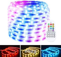 RGB Rope Lights Outdoor Waterproof, 100Ft LED Strip Light Color Changing 5050 Led
