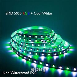 RGBW 10ft 20ft 30ft 50ft 100ft 12V 5050 LED Strip Light Flexible with Music Sensor