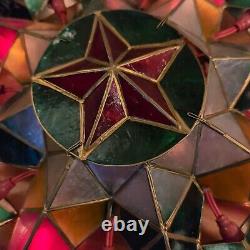 SET OF 2 VINTAGE Christmas Capiz Parol LED Filipino Lantern Star 21 Beautiful