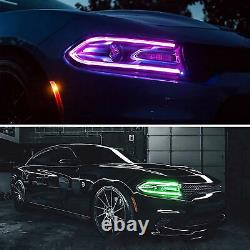 Set(2) LED Projector Headlights RGB Color Change For 15-22 Dodge Charger SRT GT