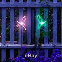 Set of 2 Solar Powered Hummingbird Yard Garden Stake Color Changing LED Light