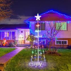 Set of 3 4/5/6ft Christmas Cone Tree Light 8 Modes Outdoor Xmas Tree Light Decor