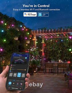 Smart Outdoor String Lights, 100Ft G40 RGBIC Warm White String Lights with 50 Di