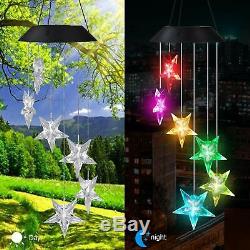 Solar Color Changing LED Wind Chimes Home Garden Decor Lights Star shape Lamp US