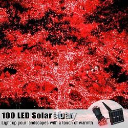 Solar String Lights 36 FT Waterproof Red Solar Xmas Light Outdoor Tree 8Pcs