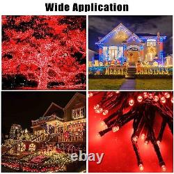 Solar String Lights 36 FT Waterproof Red Solar Xmas Light Outdoor Tree 8Pcs