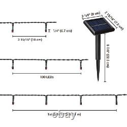 Solar String Lights 36 FT Waterproof Red Solar Xmas Light Outdoor Tree 8Pcs