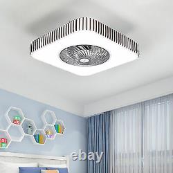 Squar Ceiling Fan Light Remote Control LED Chandelier Lamp 3 color changing