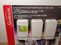 Sunbeam Color Changing Led Power Failure Night Light 3 Pack NEW FACTORY SEALED