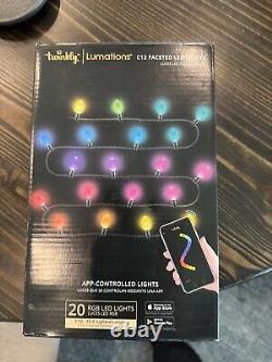 TWINKLY LUMATIONS C12 FACETED LED LIGHTS 140 Lights! 7 Packs Each 20ct