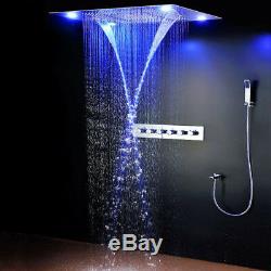 Thermostat Shower Combo 31X24 LED Color Change Waterfall Rain Mist Shower Head