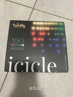 Twinkly 190 LED RGB Multi & White 16x2 Ft Icicle Lights, WiFi Controlled. New