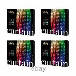 Twinkly 210 LED RGB White 3.5x7' Curtain Lights, Bluetooth WiFi Control (4 Pack)