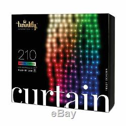 Twinkly 210 LED RGB + White Curtain Lights, Bluetooth WiFi Controlled, 3.5x7 ft