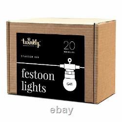 Twinkly Smart 20 Bulb 33 Ft LED RGB App-Controlled Festoon String Lights