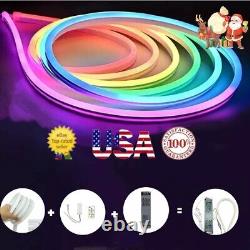 US 24V 32.8ft RGB LED Neon Rope Strip Lights Waterproof Xmas Outdoor Full Color