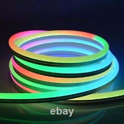 US 24V 32.8ft RGB LED Neon Rope Strip Lights Waterproof Xmas Outdoor Full Color