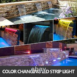 VEVOR 47.2 Pool Fountain Waterfall Spillway LED Lighted Color Changing UL CE