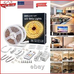 Warm White 65.6ft LED Strip Lights Dimmable with Convenient RF Remote Control